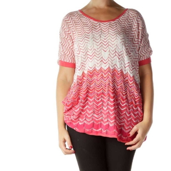 BCBG Maxazria Pink &White Knit Sweater Top Azaeleacom OS One Size fits m… - Picture 3 of 16